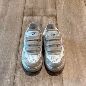 Veja Kids White and Gray Velcro Sneakers